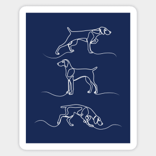 Continuous Line Weimaraners With Docked Tails (Navy and White) Sticker